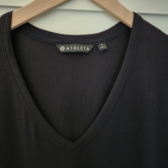 Athleta V Neck Long Sleeve Black Top Size Small - Picture 4 of 7